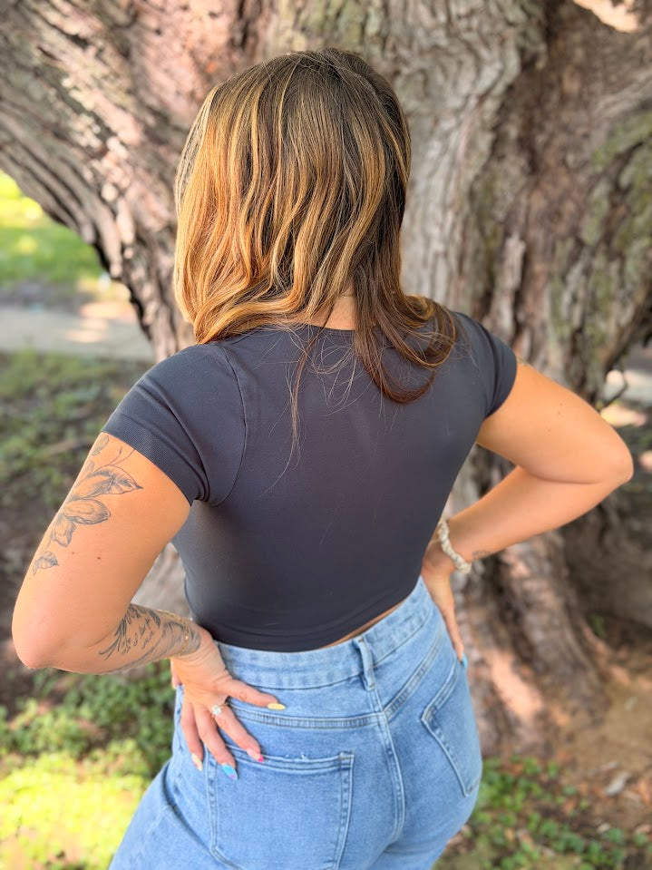Jersey Crew Neck Cropped Tee