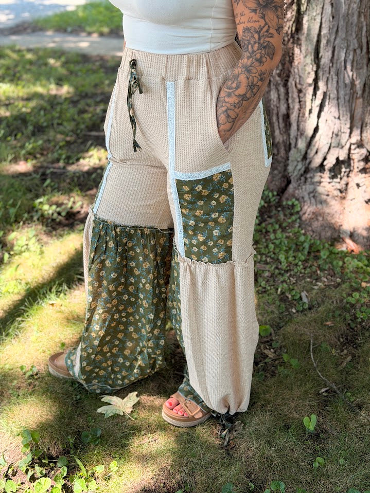 Waffle Knit Floral Pants