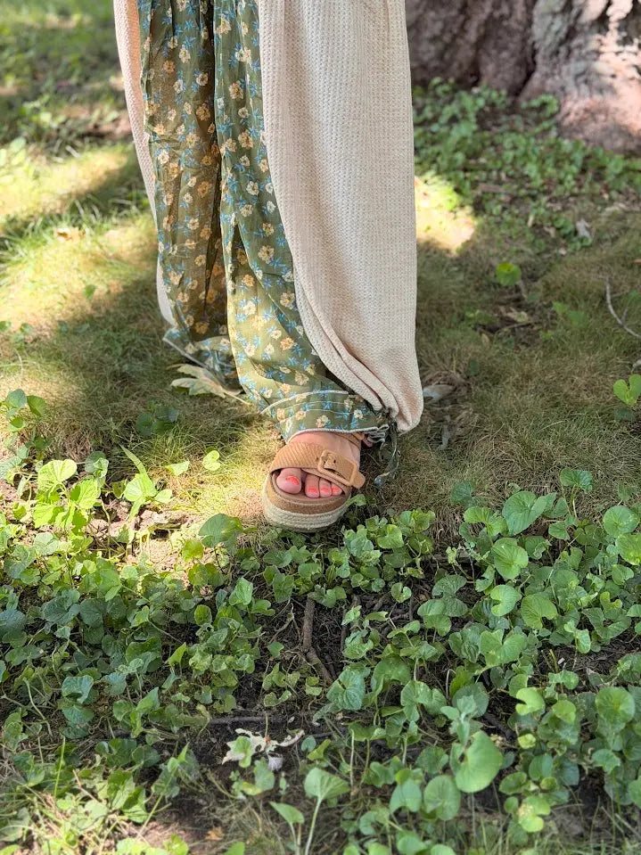 Waffle Knit Floral Pants