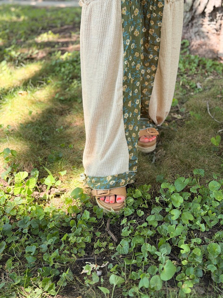 Waffle Knit Floral Pants