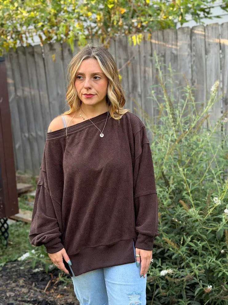 Tiered Sleeve Boat Neck Knit Top