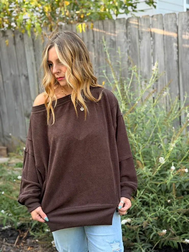 Tiered Sleeve Boat Neck Knit Top